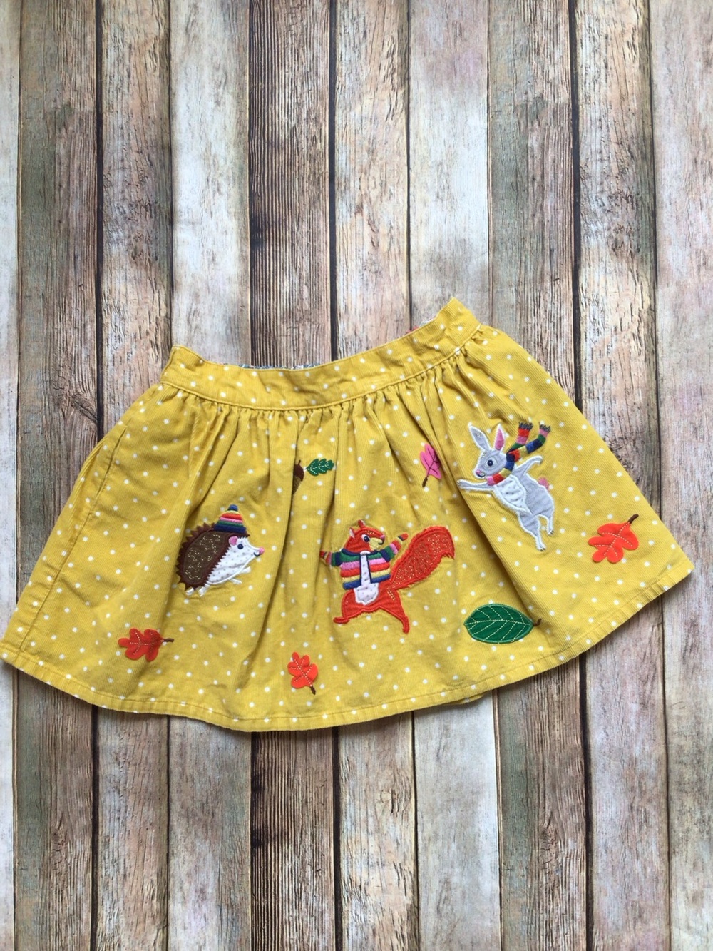 Mini Boden Fall Forest Friends Corduroy Skirt